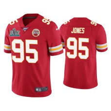 Men's Kansas City Chiefs #95 Chris Jones Super Bowl LIV Red Vapor Limited Jersey