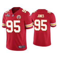 Men's Kansas City Chiefs #95 Chris Jones Super Bowl LV Red Vapor Limited Jersey