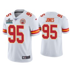 Men's Kansas City Chiefs #95 Chris Jones Super Bowl LIV White Vapor Limited Jersey