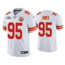 Men's Kansas City Chiefs #95 Chris Jones Super Bowl LV White Vapor Limited Jersey