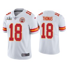 Men's Kansas City Chiefs #18 Emmitt Thomas Super Bowl LV White Vapor Limited Jersey