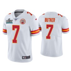 Men's Kansas City Chiefs #7 Harrison Butker Super Bowl LIV White Vapor Limited Jersey