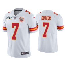 Men's Kansas City Chiefs #7 Harrison Butker Super Bowl LV White Vapor Limited Jersey