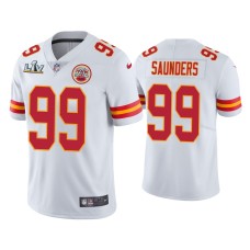 Men's Kansas City Chiefs #99 Khalen Saunders Super Bowl LV White Vapor Limited Jersey