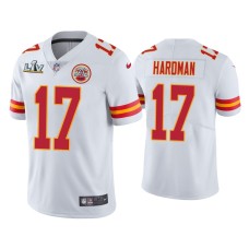 Men's Kansas City Chiefs #17 Mecole Hardman Super Bowl LV White Vapor Limited Jersey