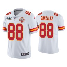 Men's Kansas City Chiefs #88 Tony Gonzalez Super Bowl LV White Vapor Limited Jersey