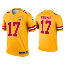 Men's Kansas City Chiefs #17 Mecole Hardman Yellow Inverted Legend Jersey