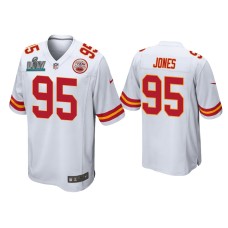 Men's Kansas City Chiefs #95 Chris Jones Super Bowl LIV White Game Jersey