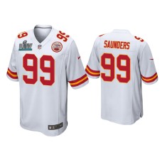 Men's Kansas City Chiefs #99 Khalen Saunders Super Bowl LIV White Game Jersey