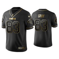 Men's Kansas City Chiefs #83 Golden Edition Vapor Limited Noah Gray Black Jersey