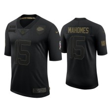 Men's Kansas City Chiefs #15 Patrick Mahomes Black 2020 Salute to Service Limited Jersey