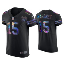 Men's Kansas City Chiefs #15 Patrick Mahomes Black Golden Edition Holographic Jersey