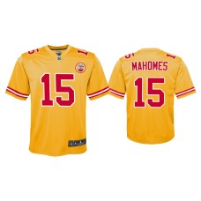 Youth Kansas City Chiefs #15 Patrick Mahomes Gold Inverted Game Jersey