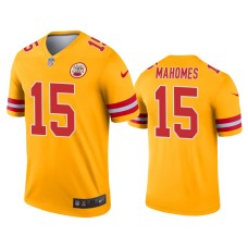 Men's Kansas City Chiefs #15 Patrick Mahomes Gold Inverted Legend Jersey