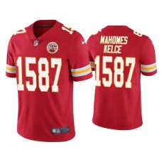 Men's Kansas City Chiefs #15 Patrick Mahomes Red CP Player Travis Kelce Jersey