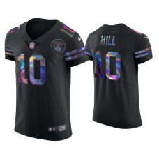 Men's Kansas City Chiefs #10 Tyreek Hill Black Golden Edition Holographic Jersey