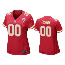 Women's Kansas City Chiefs #00 Red Custom Nike Game Jersey