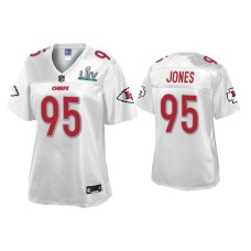 Women's Kansas City Chiefs #95 Chris Jones Super Bowl LIV Champions White Jersey