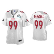 Women's Kansas City Chiefs #99 Khalen Saunders Super Bowl LIV Champions White Jersey