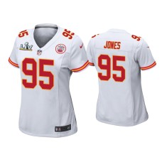 Women's Kansas City Chiefs #95 Chris Jones Super Bowl LV White Game Jersey