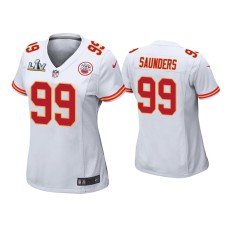 Women's Kansas City Chiefs #99 Khalen Saunders Super Bowl LV White Game Jersey