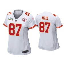 Women's Kansas City Chiefs #87 Travis Kelce Super Bowl LV White Game Jersey