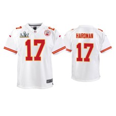 Youth Kansas City Chiefs #17 Mecole Hardman Super Bowl LV White Game Jersey