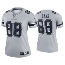 Women's Dallas Cowboys #88 2021 CeeDee Lamb Gray Inverted Legend Jersey