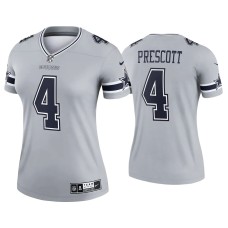 Women's Dallas Cowboys #4 2021 Dak Prescott Gray Inverted Legend Jersey