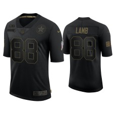 Men's Dallas Cowboys #88 CeeDee Lamb Black 2020 Salute to Service Limited Jersey