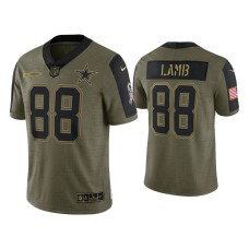 Men's Dallas Cowboys #88 CeeDee Lamb Olive 2021 Salute To Service Limited Jersey