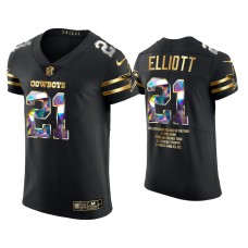 Men's Dallas Cowboys #21 Ezekiel Elliott Black Career Highlights Jersey