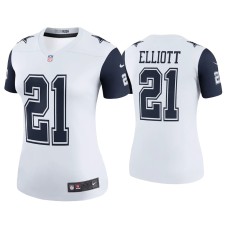 Women's Dallas Cowboys #21 Ezekiel Elliott White Color Rush Legend Jersey