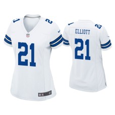 Women's Dallas Cowboys #21 Ezekiel Elliott White Game Jersey