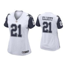 Women's Dallas Cowboys #21 Ezekiel Elliott White Alternate Game Jersey