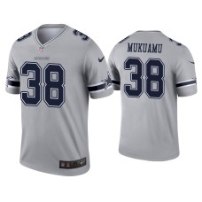 Men's Dallas Cowboys #38 Israel Mukuamu Gray Inverted Legend Jersey