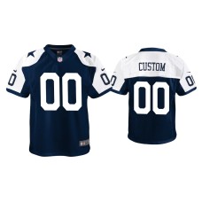 Youth Dallas Cowboys #00 Custom Navy Alternate Game Jersey