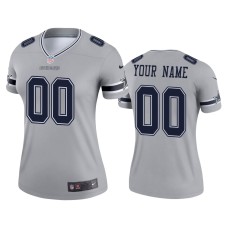 Women's Dallas Cowboys #00 Custom Silver Inverted Legend Jersey