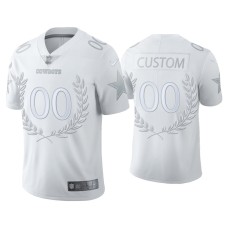 Men's Dallas Cowboys #00 Custom White Platinum Limited Jersey