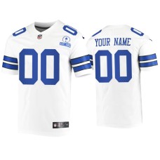 Men's Dallas Cowboys #00 Custom White 60th Season Vintage Jersey