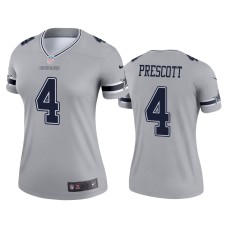 Women's Dallas Cowboys #4 Dak Prescott Silver Inverted Legend Jersey