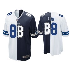 Men's Dallas Cowboys #88 CeeDee Lamb Navy White Split Game Jersey