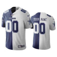 Men's Dallas Cowboys #00 Custom Navy White Split Two Tone Limited Jersey