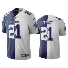 Men's Dallas Cowboys #21 Ezekiel Elliott Navy White Split Two Tone Limited Jersey