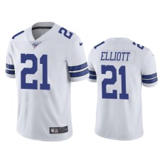 Men's Dallas Cowboys #21 Ezekiel Elliott 100th Season White Vapor Limited Jersey