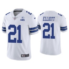 Men's Dallas Cowboys #21 60th Anniversary Ezekiel Elliott White Limited Jersey