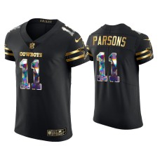 Men's Dallas Cowboys #11 Micah Parsons Black 2021 NFL Defensive Rookie of the Year Golden Edition Jersey