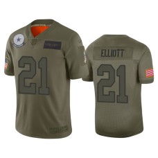 Men's Dallas Cowboys #21 Ezekiel Elliott Camo 2019 Salute to Service Limited Jersey