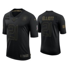 Men's Dallas Cowboys #21 Ezekiel Elliott Black 2020 Salute to Service Limited Jersey