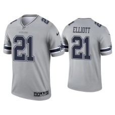 Men's Dallas Cowboys #21 Ezekiel Elliott Gray Inverted Legend Jersey